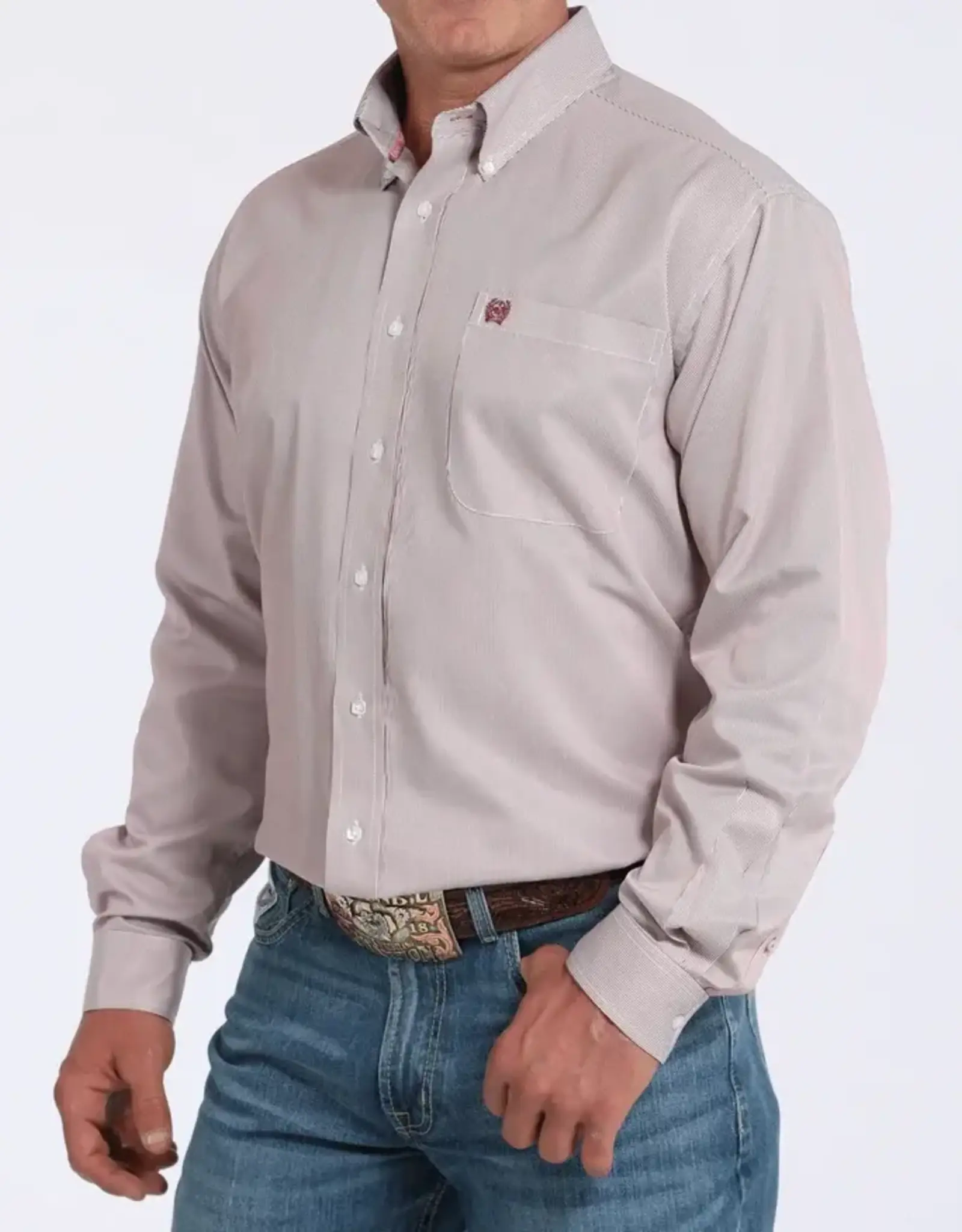 Cinch Mens Cinch Long Sleeve Pink Stripe Tencel Button Western Arena Shirt