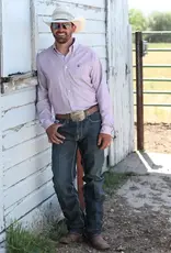 Cinch Mens Cinch Long Sleeve Pink Stripe Tencel Button Western Arena Shirt