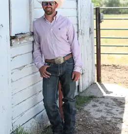 Cinch Mens Cinch Long Sleeve Pink Stripe Tencel Button Western Arena Shirt