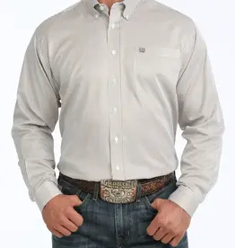 Cinch Mens Cinch Long Sleeve Khaki Stripe Tencel Button Western Arena Shirt