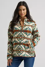 Womens Wrangler Western Tribal Aztec Sherpa Quarter Zip Pullover