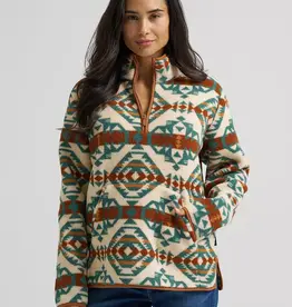 Womens Wrangler Western Tribal Aztec Sherpa Quarter Zip Pullover