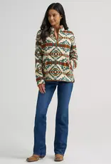 Womens Wrangler Western Tribal Aztec Sherpa Quarter Zip Pullover