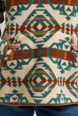 Womens Wrangler Western Tribal Aztec Sherpa Quarter Zip Pullover