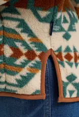 Womens Wrangler Western Tribal Aztec Sherpa Quarter Zip Pullover