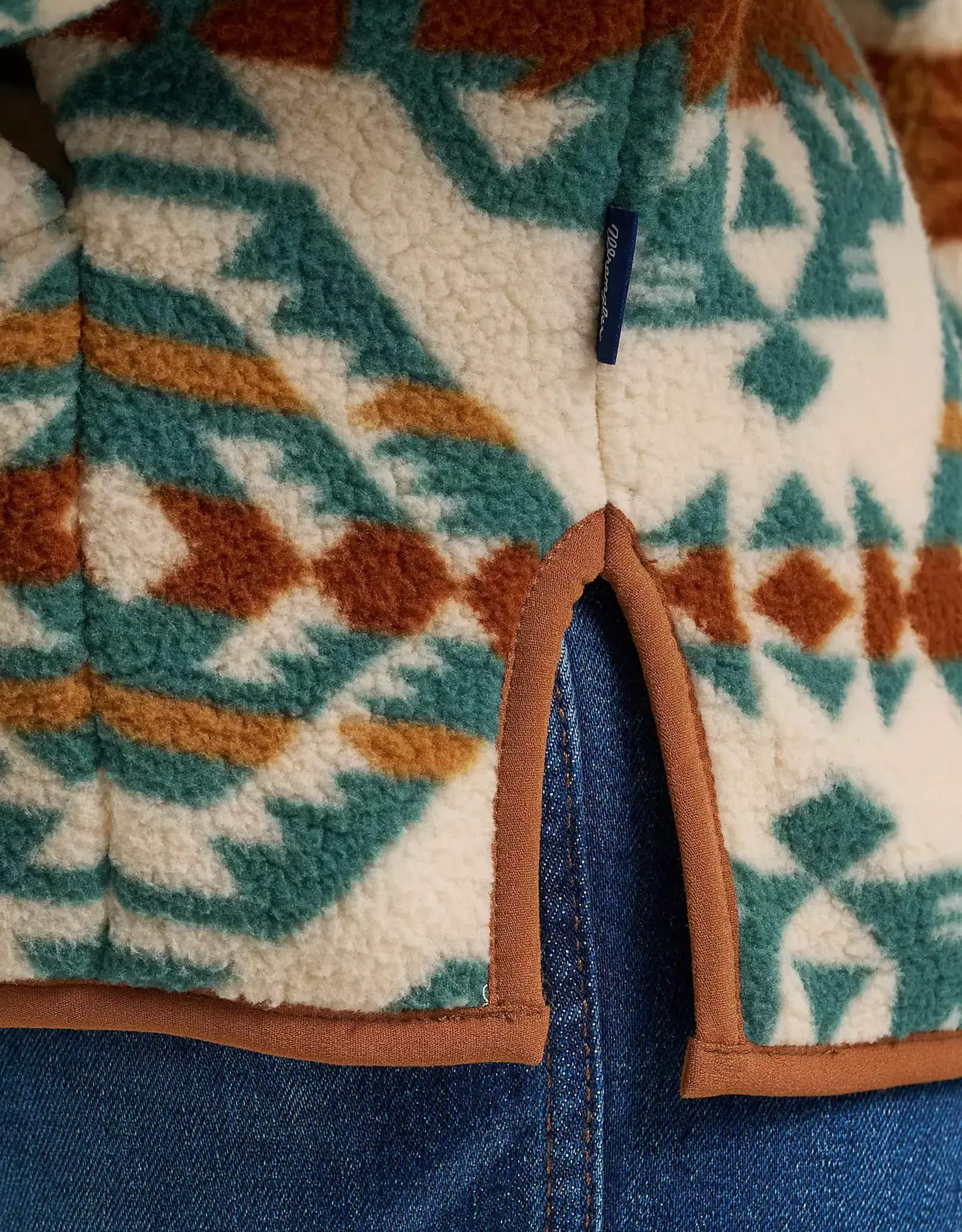 Womens Wrangler Western Tribal Aztec Sherpa Quarter Zip Pullover