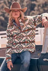 Womens Wrangler Western Tribal Aztec Sherpa Quarter Zip Pullover