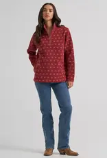 Womens Wrangler Red Horseshoe Sherpa Quarter Zip Pullover