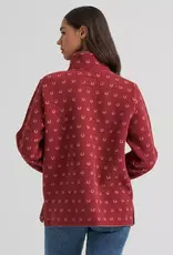 Womens Wrangler Red Horseshoe Sherpa Quarter Zip Pullover