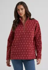 Womens Wrangler Red Horseshoe Sherpa Quarter Zip Pullover
