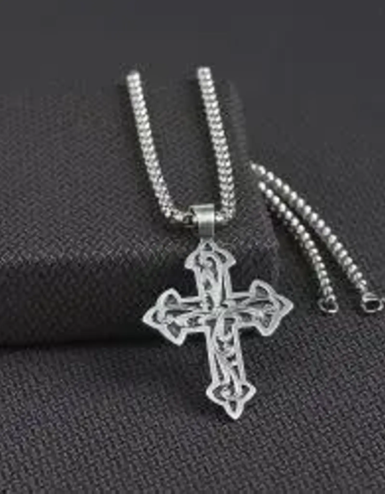 Mens 24" Filigree Cross Necklace