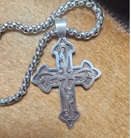 Mens 24" Filigree Cross Necklace