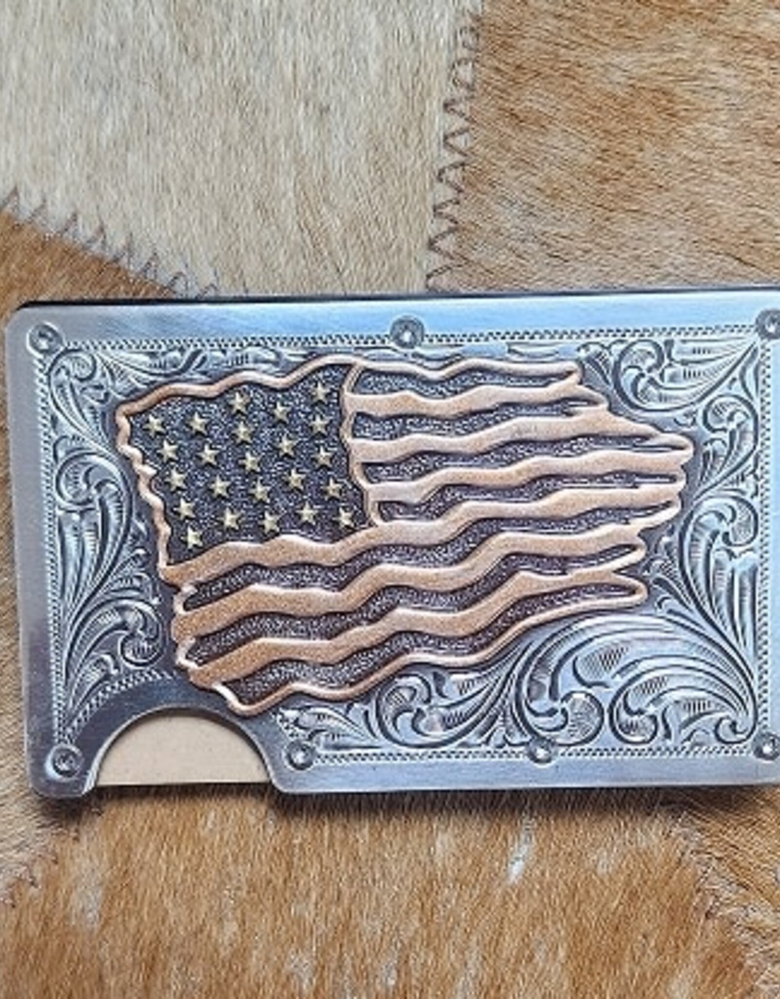 3D Mens Silver Copper Flag Smart Style Utility Wallet