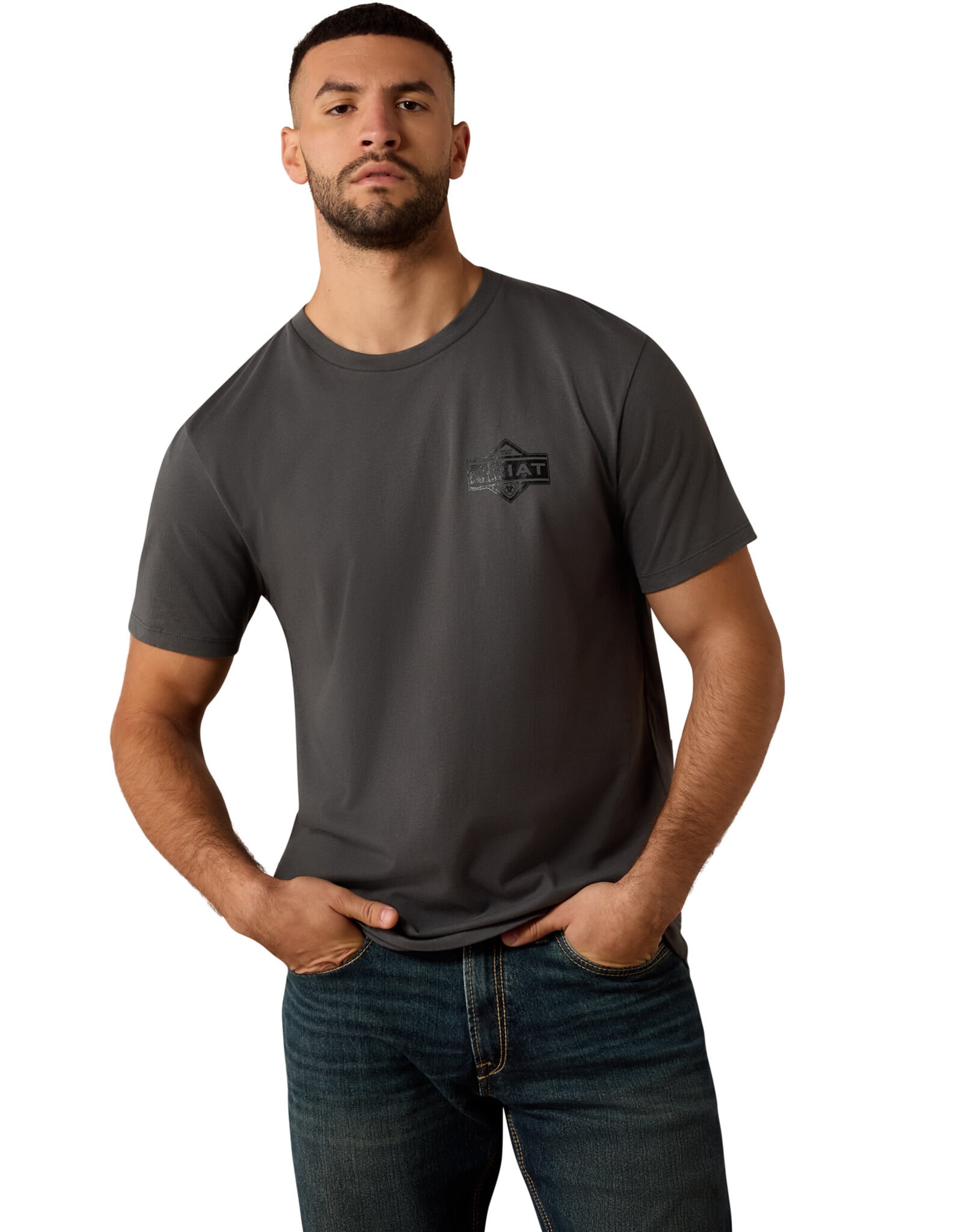 Ariat Mens Ariat Charcoal Grey Diamond Short Sleeve T Shirt