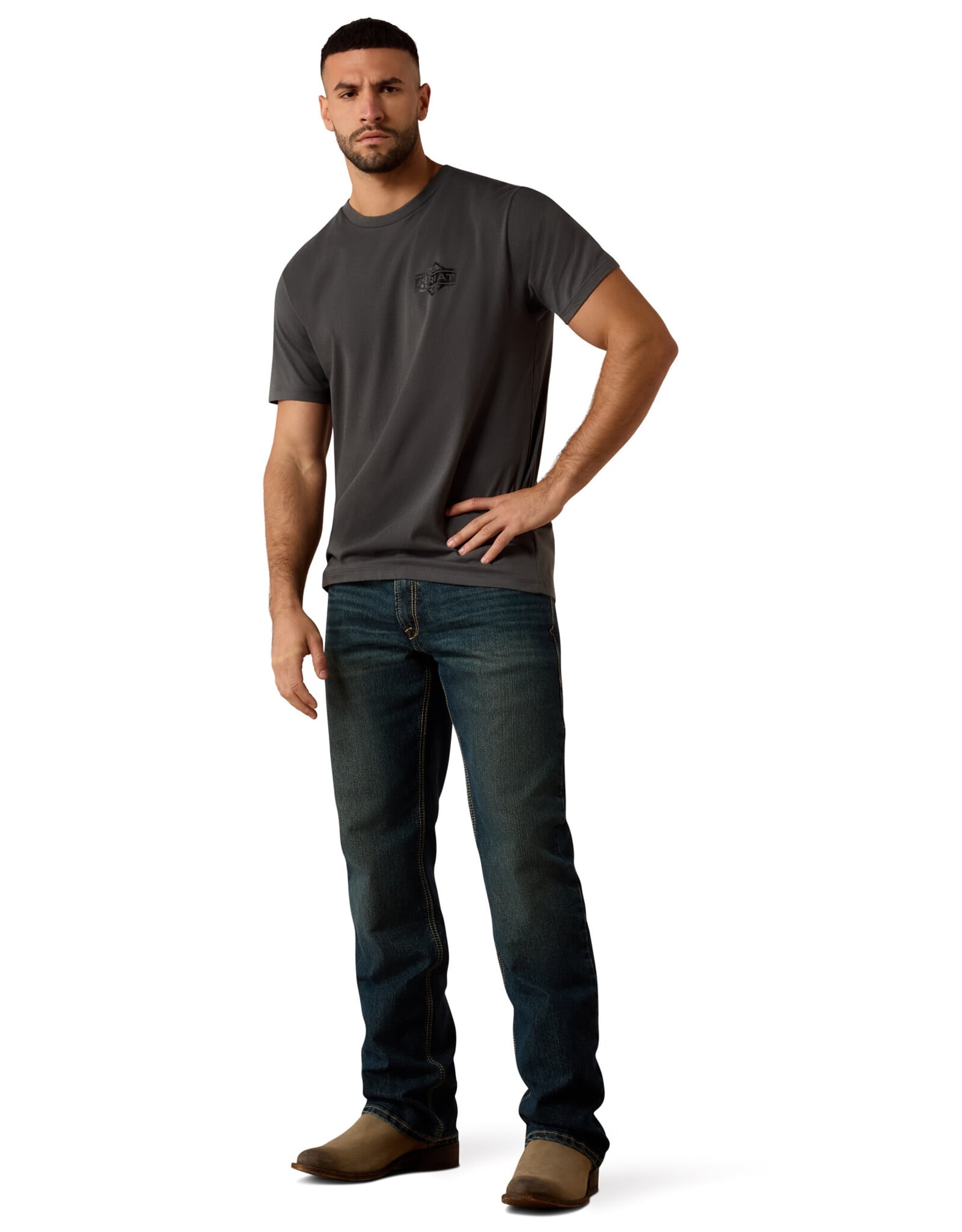 Ariat Mens Ariat Charcoal Grey Diamond Short Sleeve T Shirt