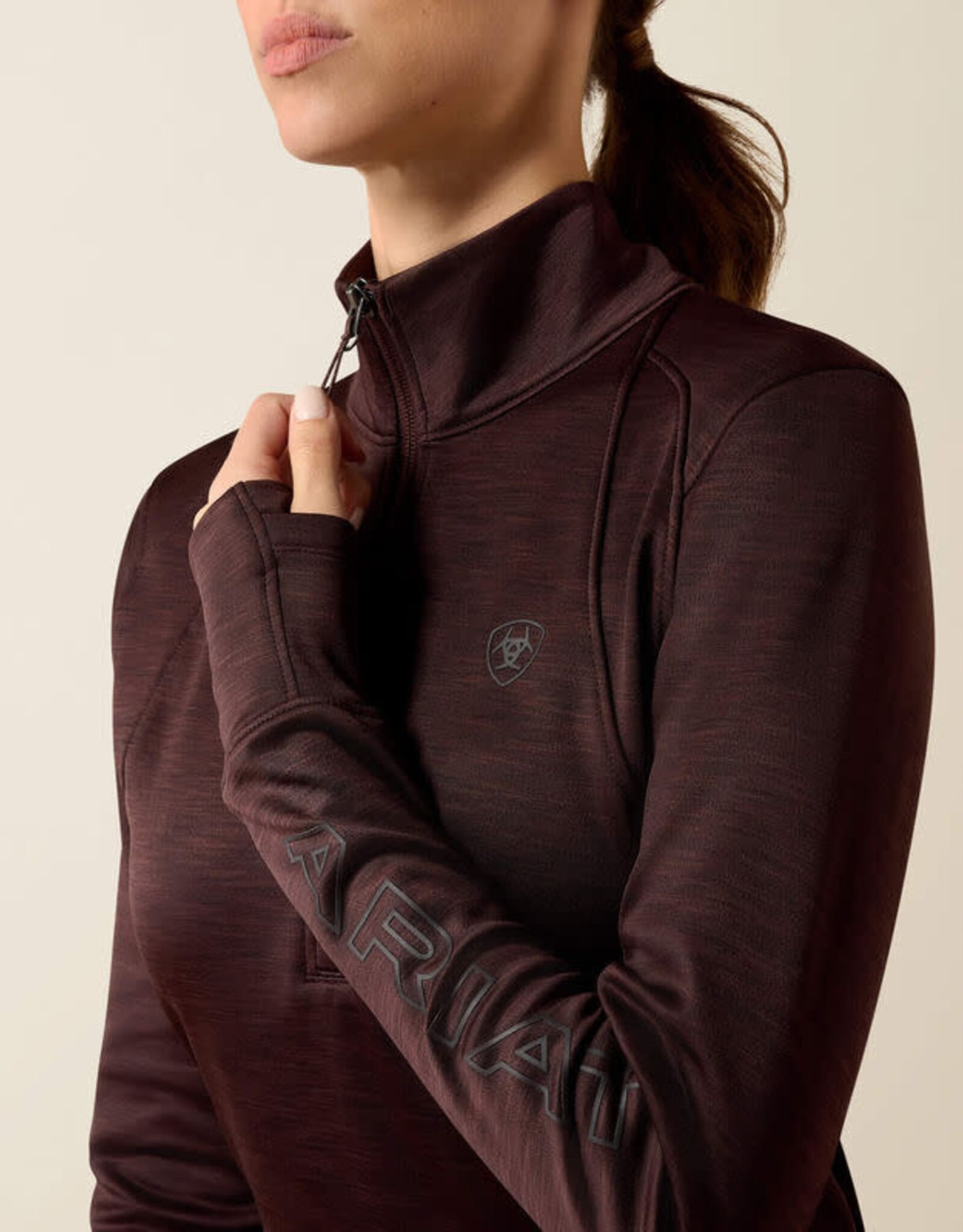 Ariat Womens Ariat Chocolate Plum Tek Team Cold Series 1/2 Zip Pullover