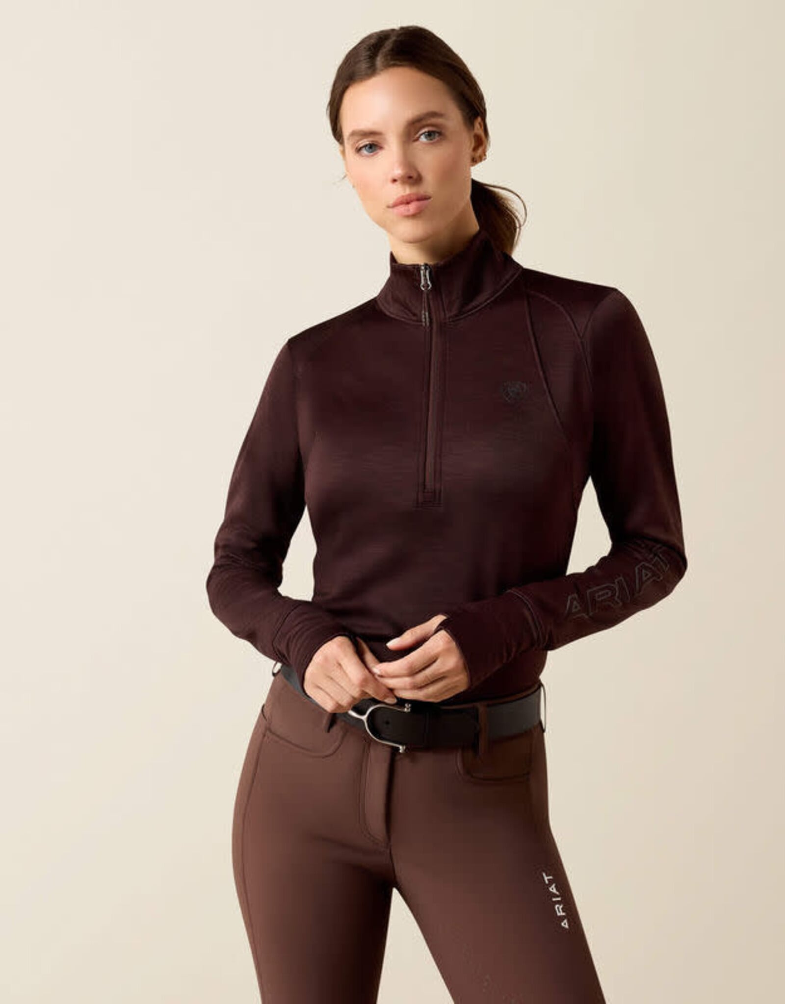 Ariat Womens Ariat Chocolate Plum Tek Team Cold Series 1/2 Zip Pullover