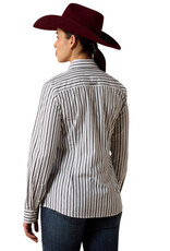 Ariat Womens Ariat Kirby Silver Metallic Black White Stripe Long Sleeve Button Western Arena Shirt