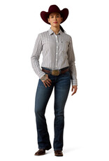 Ariat Womens Ariat Kirby Silver Metallic Black White Stripe Long Sleeve Button Western Arena Shirt