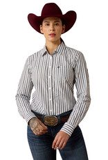Ariat Womens Ariat Kirby Silver Metallic Black White Stripe Long Sleeve Button Western Arena Shirt