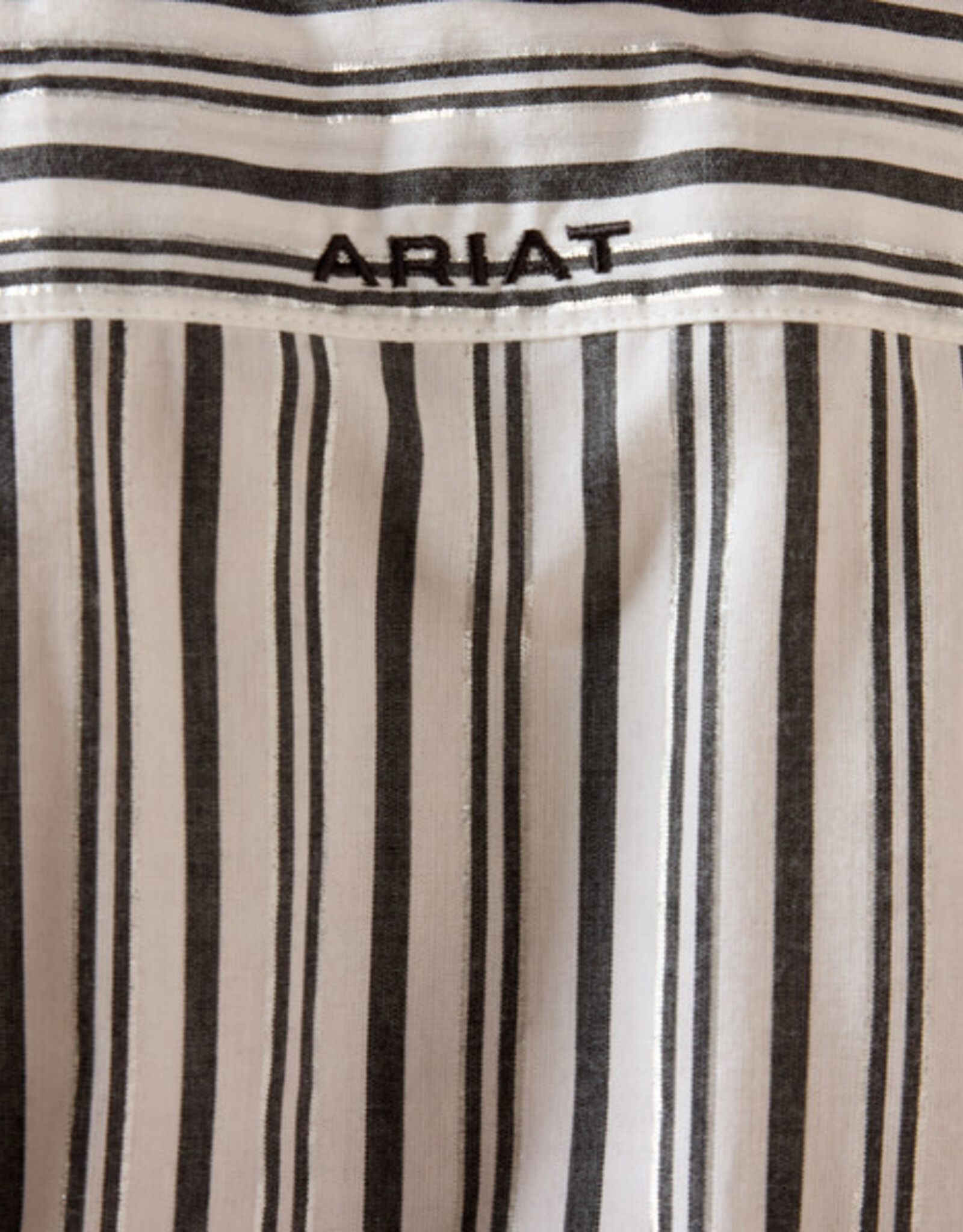 Ariat Womens Ariat Kirby Silver Metallic Black White Stripe Long Sleeve Button Western Arena Shirt