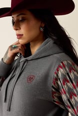 Ariat Womens Ariat Logo 2.0 Grey Red Aztec Block Pullover Hoodie