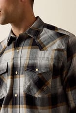 Ariat Mens Ariat Retro Heintz Grey Light Flannel Snap Western Shirt