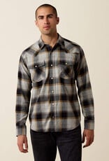 Ariat Mens Ariat Retro Heintz Grey Light Flannel Snap Western Shirt