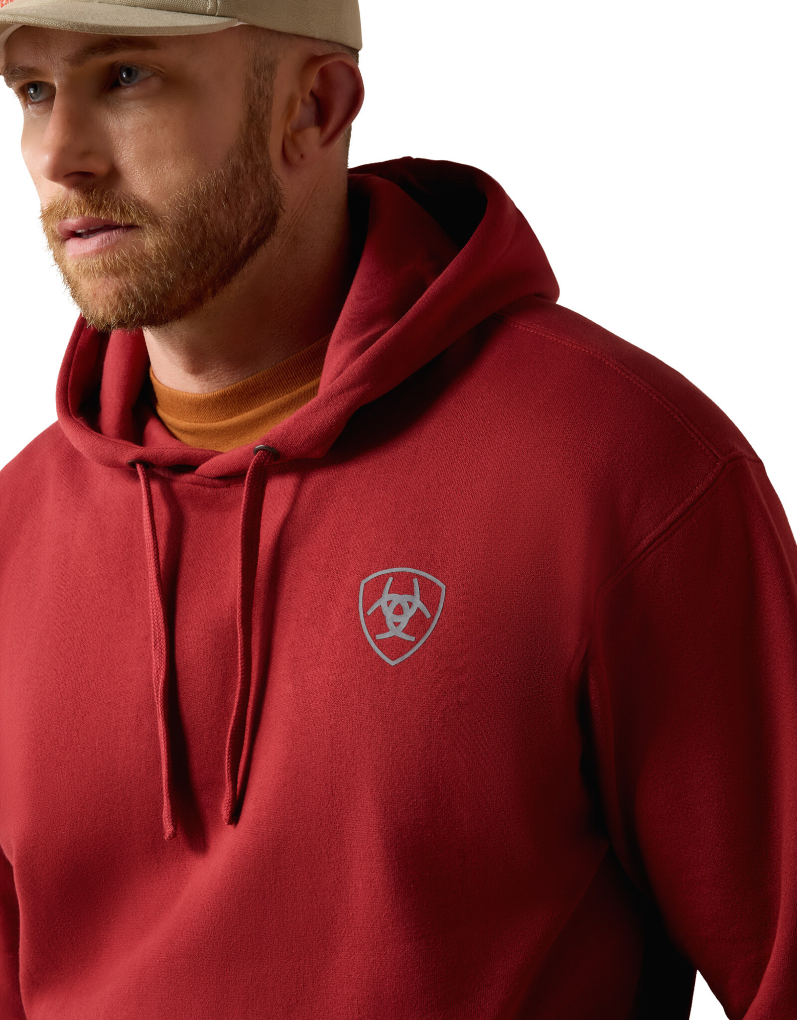 Ariat Mens Ariat Brick Red Logo Pullover Hoodie