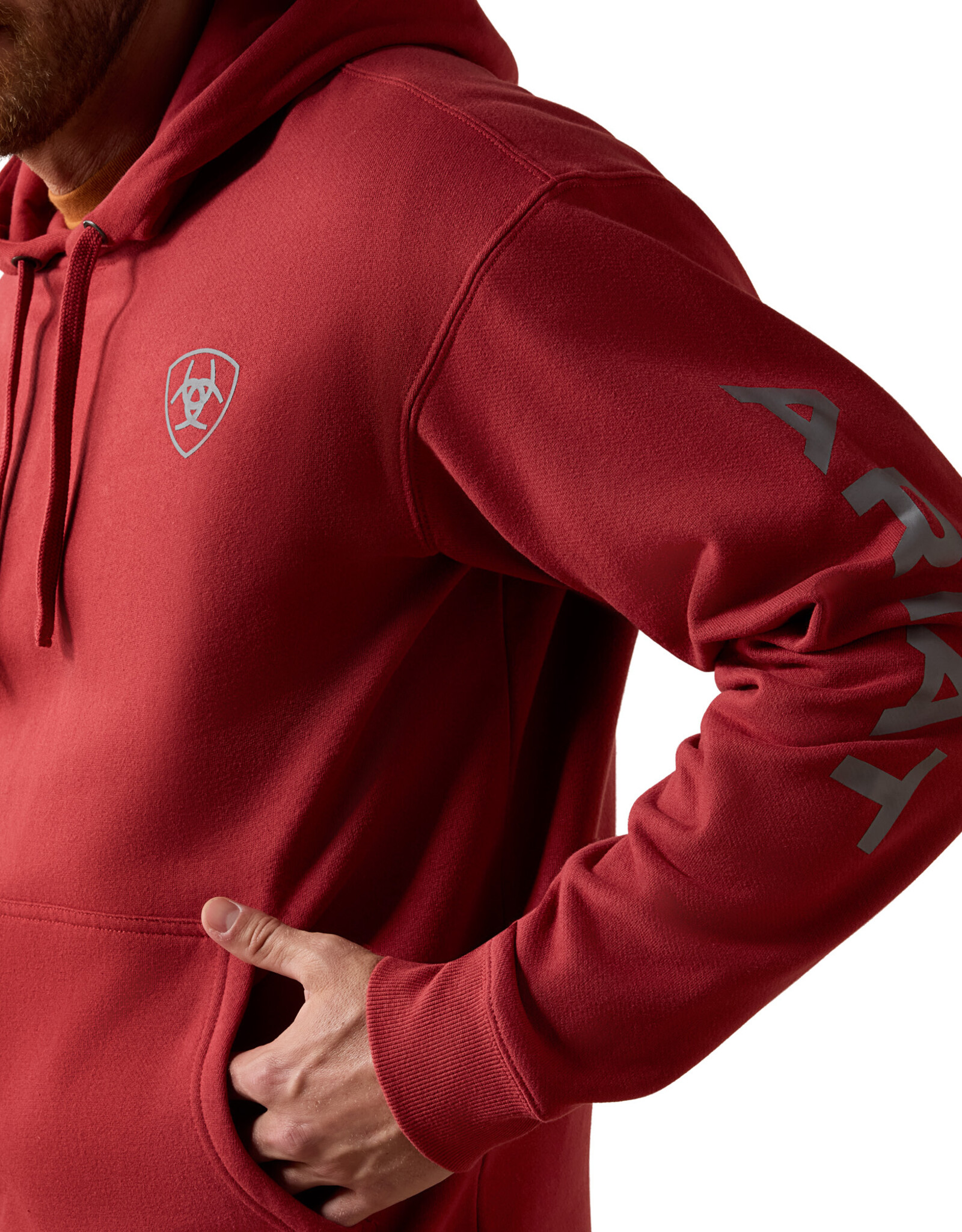 Ariat Mens Ariat Brick Red Logo Pullover Hoodie