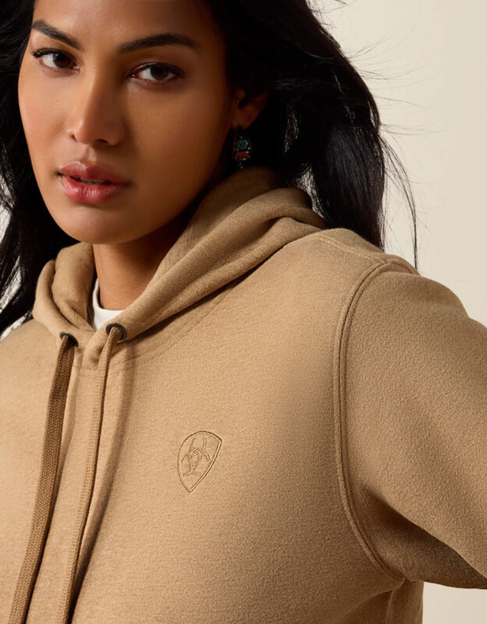 Ariat Womens Ariat Heather Khaki Logo Pullover Hoodie