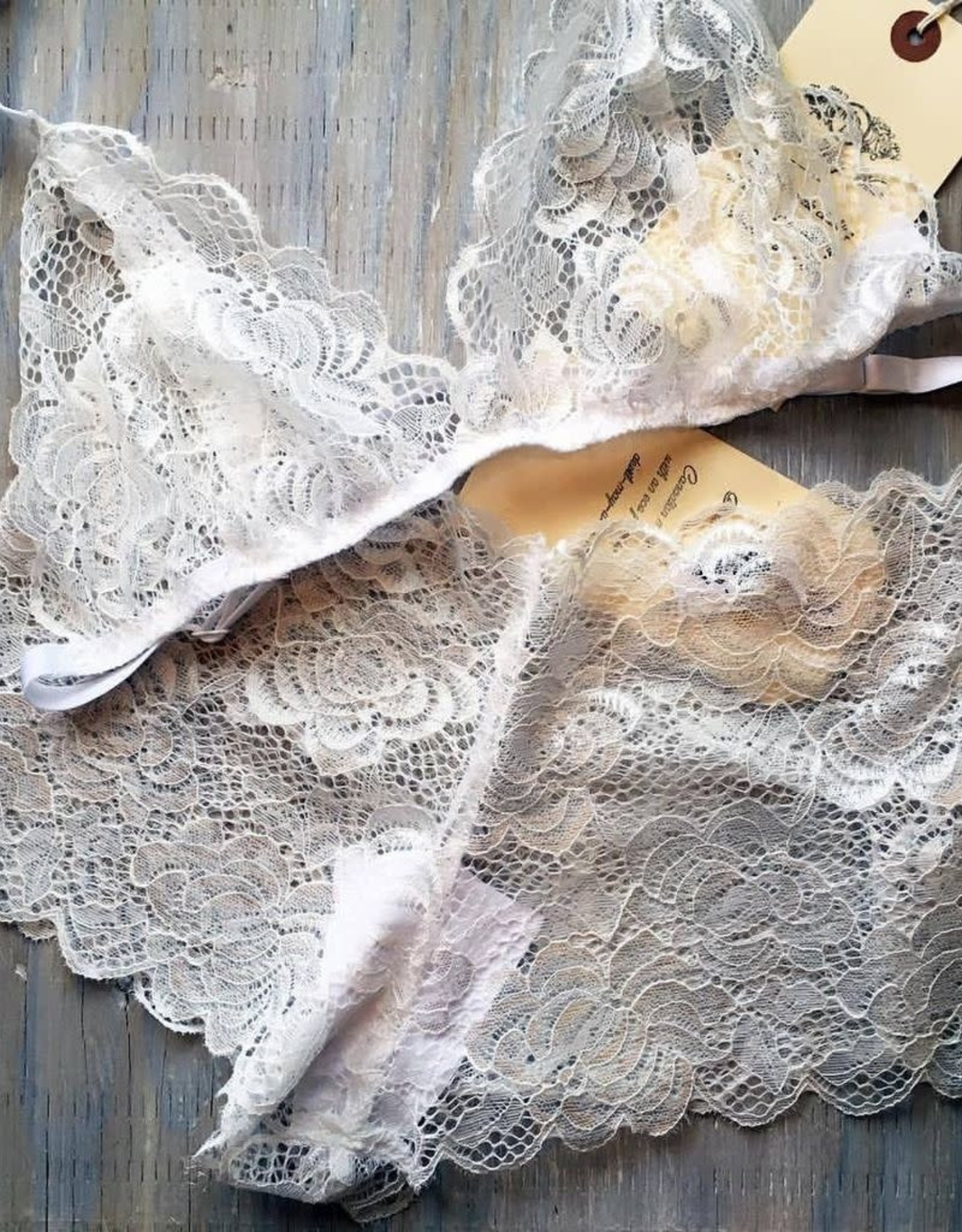 Devil May Wear French Cut Lace Underwear. Hand Dyed Colours. White