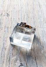 Chris Gillrie Northern Star Ring. Square Cubic Zirconia in 14K Yellow Gold Setting. Solid Silver hammered band. Size 6.5