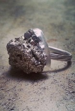 Chris Gillrie All that Glitters is Fools Gold Small Ring. Raw Pyrite stone in solid silver setting and band. Size 7