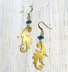 Devil May Wear Stella Paisley Earrings. Swarovski Crystal with Brass Paisley Cut out. Gold fill Hooks. 2.5''