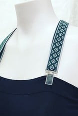 Devil May Wear Suspender Straps. 100% Elastic. Brass or Silver findings. Green Diamonds. One Size