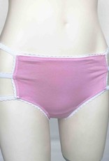 Devil May Wear Cage Panties. Bamboo blend. Adjustable size tabs. Mid Rise. Pink/White