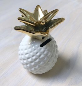Young & Heart Pineapple Coin Bank, Gold/White