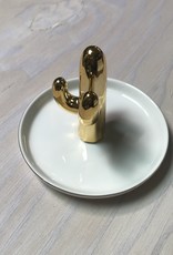 Young & Heart Cactus Ring Holder, Gold/White