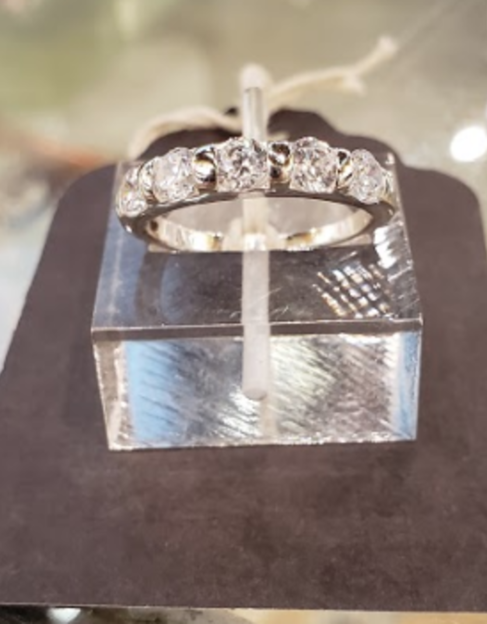 Chris Gillrie 5 Shimmering Cubic Zirconia Ring. Set in Soild Silver with Rhodium Plating. Size 7