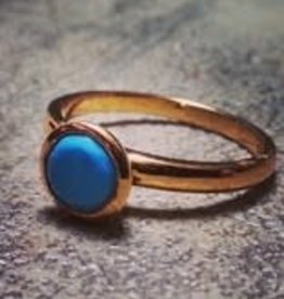 Chris Gillrie Althia Ring. Cup Setting in 18K Gold Vermil over Solid Silver. Turquoise Stone.