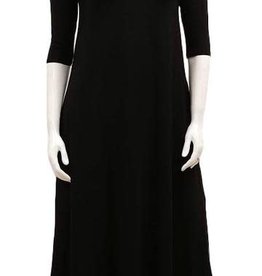 Gilmour Gilmour Bamboo 3/4 Sleeve Shirttail Maxi Dress, Black