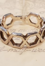 Chris Gillrie Hex Ring. Solid SIlver Hexagon cut band. Size 7