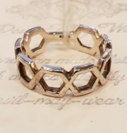 Chris Gillrie Hex Ring. Solid SIlver Hexagon cut band. Size 7