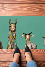 Greenbox Art Donkey Llama Goat Sheep Floorcloth 40x20