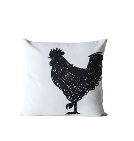 Creative Co-Op Square Cotton Embroidered Pillow w/ Rooster "22