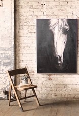 Kalalou Oil Painting \ Black & White Front View Horse w/ silver frame