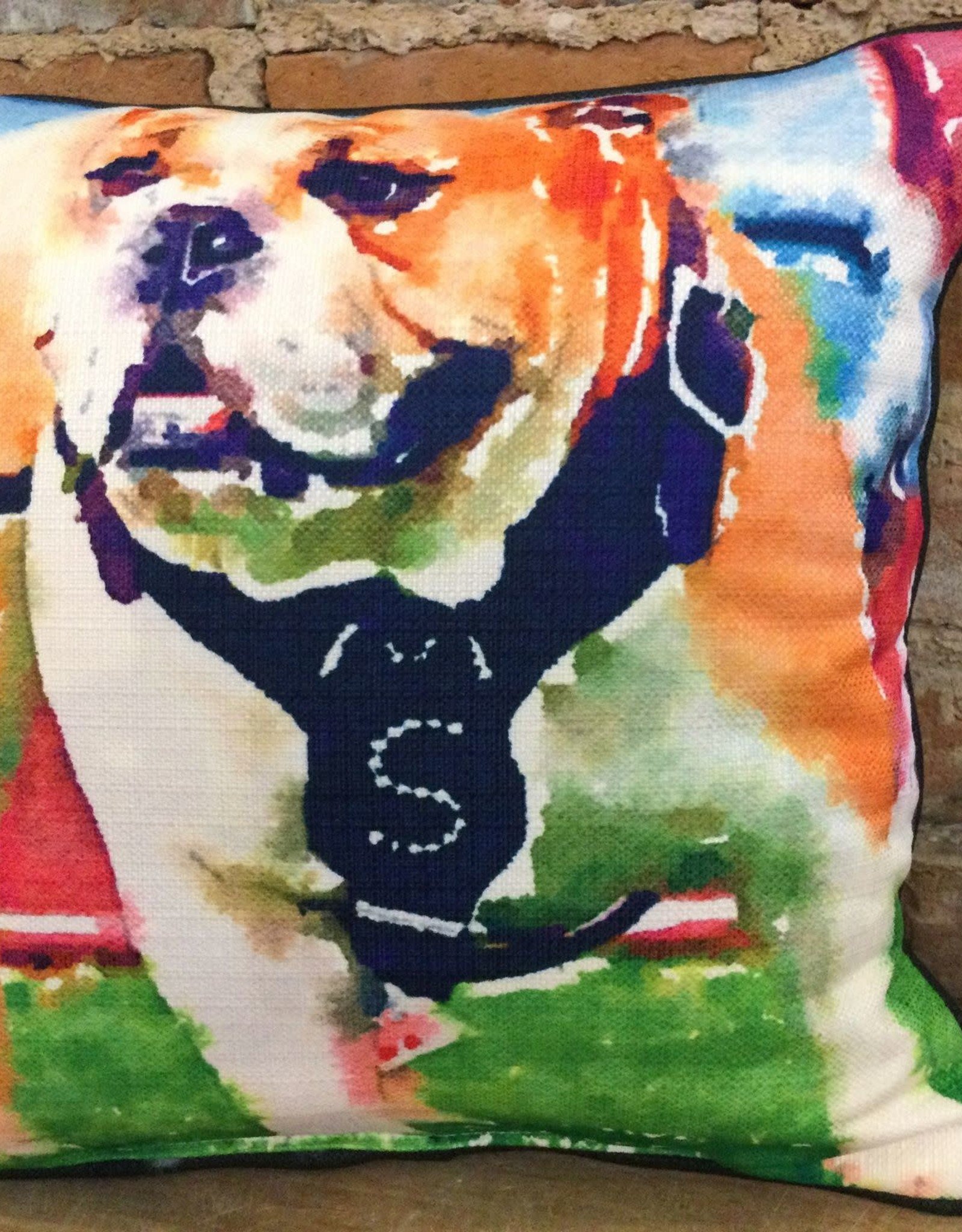 Watercolor Full Body Bulldog-Piping Black