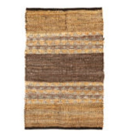 Park Hill Collection Recycled Leather and Denim Throw Rug w/o Fringes