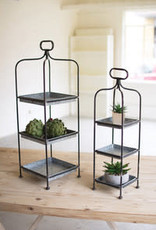 Kalalou Set of Two Metal Display Stands w/Galvanized Trays